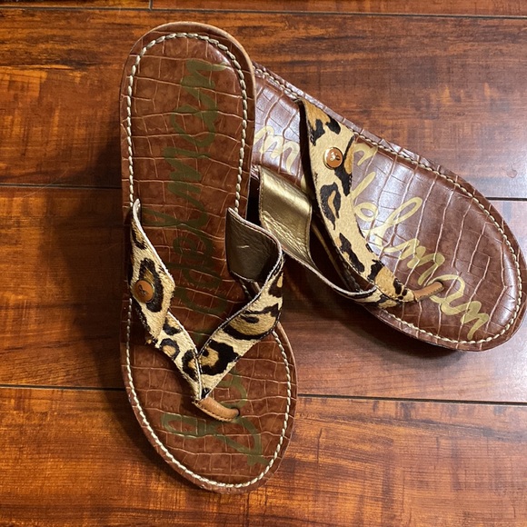 Sam Edelman calf hair leopard print wedge sandals - Picture 10 of 10